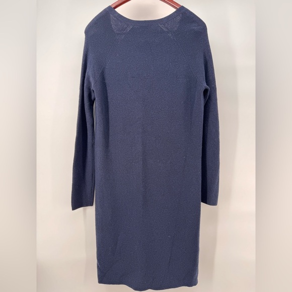 NWT Halogen V-Neck Knitted Sweater Navy Cotton Wool Dress - Picture 7 of 7